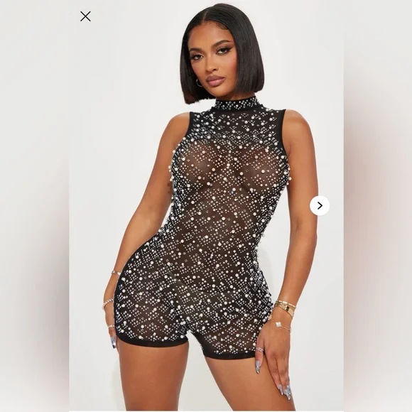 Fashion Nova Black Sequin Jumpsuit - Picture 2 of 7